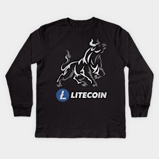 Vintage Bull Market Litecoin Lite Coin LTC To The Moon Crypto Token Cryptocurrency Wallet Birthday Gift For Men Women Kids Kids Long Sleeve T-Shirt